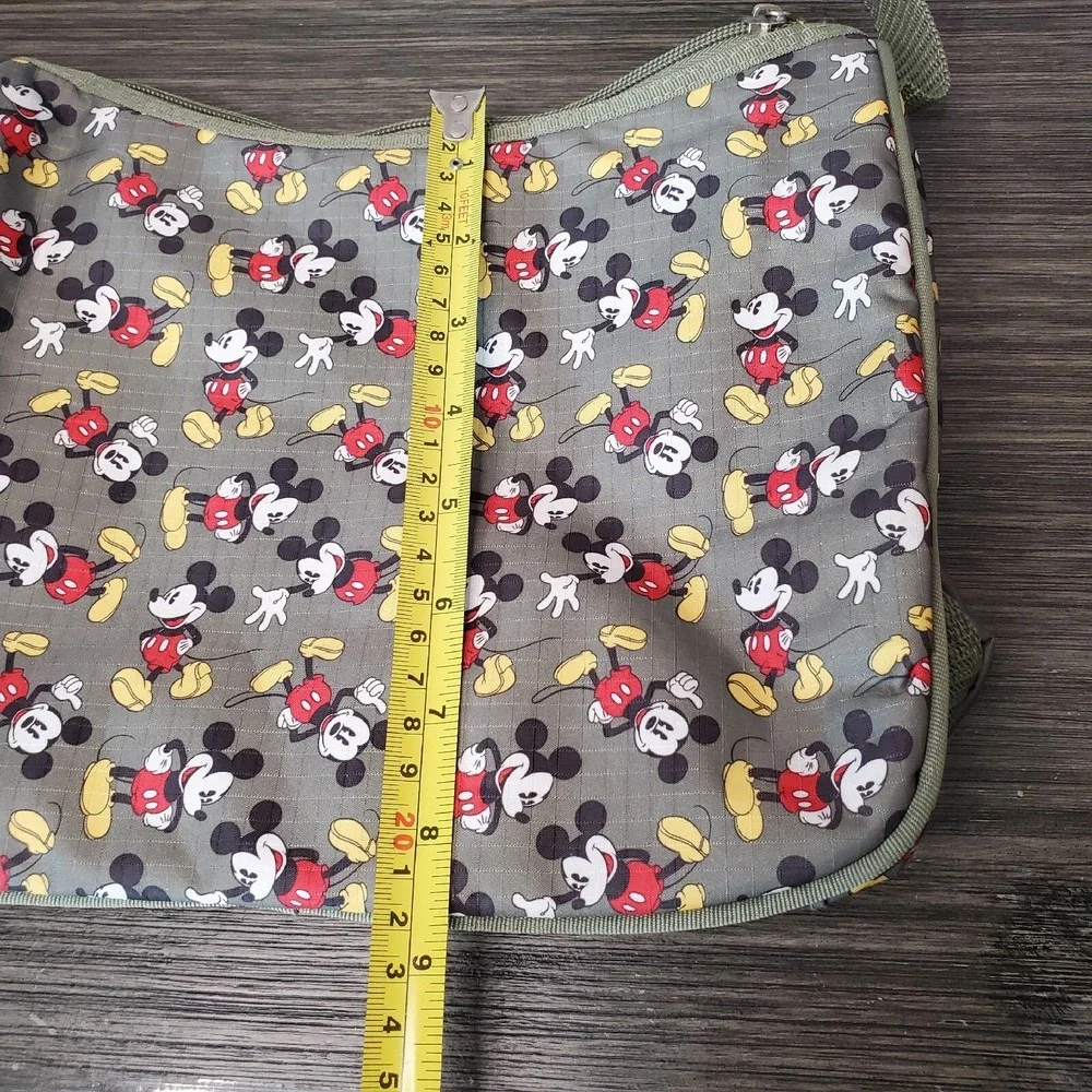 Disney Mickey Mouse All Over Zip Olive Army Green‎ Shoulder Bag Tote Kids Canvas